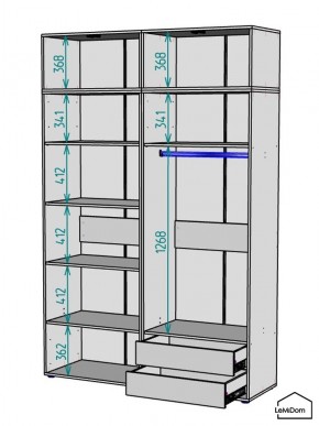 Шкаф с антресолью Linnea MHR-4A-2 2450х1600х510 (Графит-М 11.1.25) в Тарко-Сале - tarko-sale.mebel24.online | фото 3