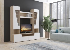 Стенка АНТАЛИЯ 2 (Сонома/Белый софт) в Тарко-Сале - tarko-sale.mebel24.online | фото 3