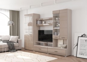 Стенка НЕНСИ 1 (Ясень Шимо светлый/Капучино глянец) в Тарко-Сале - tarko-sale.mebel24.online | фото 2