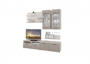 Стенка НЕНСИ 3 (Ясень Шимо светлый/Капучино глянец) в Тарко-Сале - tarko-sale.mebel24.online | фото