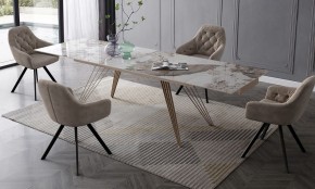 Стол ACERRA NEW 160 GLOSS LUXURY PANDORA SOLID CERAMIC/ каркас цвета шампань, ®DISAUR в Тарко-Сале - tarko-sale.mebel24.online | фото 3