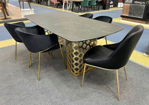 Стол CHIAVARI 220 KL-116 Черный мрамор матовый, итальянская керамика / бронзовый, ®DISAUR в Тарко-Сале - tarko-sale.mebel24.online | фото 2