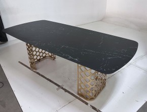 Стол CHIAVARI 220 KL-116 Черный мрамор матовый, итальянская керамика / бронзовый, ®DISAUR в Тарко-Сале - tarko-sale.mebel24.online | фото 6