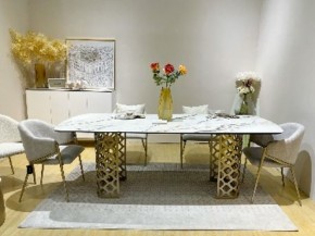 Стол CHIAVARI 220 KL-188 Контрастный мрамор матовый, итальянская керамика / Шампань, ®DISAUR в Тарко-Сале - tarko-sale.mebel24.online | фото 2