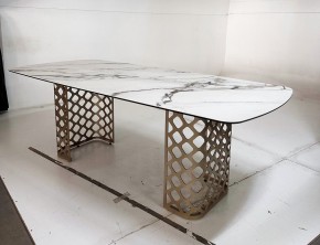 Стол CHIAVARI 220 KL-188 Контрастный мрамор матовый, итальянская керамика / Шампань, ®DISAUR в Тарко-Сале - tarko-sale.mebel24.online | фото 6