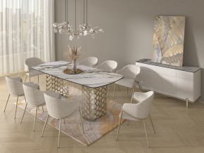 Стол CHIAVARI 220 KL-188 Контрастный мрамор матовый, итальянская керамика / Шампань, ®DISAUR в Тарко-Сале - tarko-sale.mebel24.online | фото 9