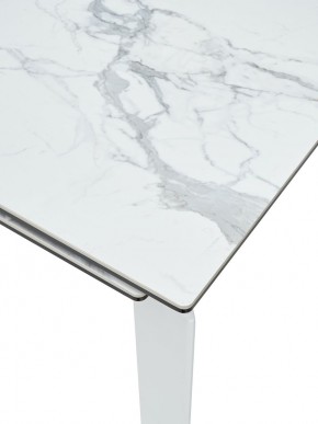 Стол CORNER 120 HIGH GLOSS STATUARIO керамика, стекло/ белый каркас, ®DISAUR в Тарко-Сале - tarko-sale.mebel24.online | фото 2