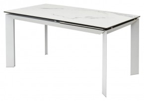 Стол CREMONA 140 HIGH GLOSS STATUARIO Белый мрамор глянцевый, керамика/ белый каркас, ®DISAUR в Тарко-Сале - tarko-sale.mebel24.online | фото 1