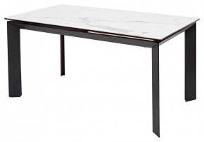 Стол CREMONA 140 HIGH GLOSS STATUARIO Белый мрамор глянцевый, керамика/ черный каркас, ®DISAUR в Тарко-Сале - tarko-sale.mebel24.online | фото 1