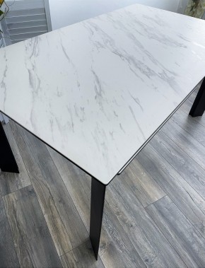 Стол CREMONA 180 KL-99 Белый мрамор матовый, итальянская керамика / черный каркас, ®DISAUR в Тарко-Сале - tarko-sale.mebel24.online | фото 2