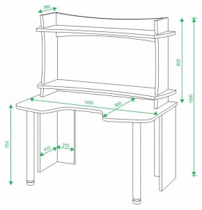 Стол компьютерный Домино Lite СКЛ-Игр140+НКИЛ140ВЛ в Тарко-Сале - tarko-sale.mebel24.online | фото 2