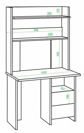 Стол компьютерный Домино Lite СКЛ-Прям100+НКЛХ-100 в Тарко-Сале - tarko-sale.mebel24.online | фото 2