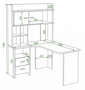 Стол компьютерный Домино Lite СКЛ-Угл130+НКЛХ-120 в Тарко-Сале - tarko-sale.mebel24.online | фото 2