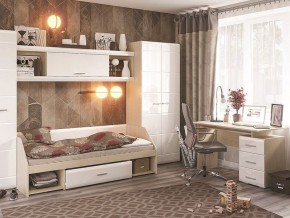 Стол компьютерный Симба Дуб белфорт-Белый глянец в Тарко-Сале - tarko-sale.mebel24.online | фото 3