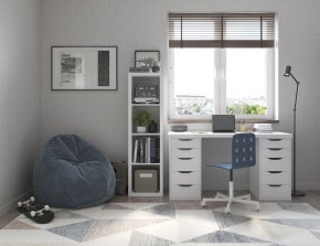 Стол письменный Ингар белый, 140x75, с двумя тумбами в Тарко-Сале - tarko-sale.mebel24.online | фото 2