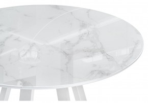 Стол стеклянный Норфолк 100х78 белый мрамор / белый в Тарко-Сале - tarko-sale.mebel24.online | фото 5