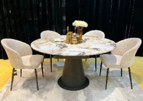 Стол TERAMO 135 GLOSS GRAND JADE SOLID CERAMIC, керамика, поворотн.механизм / Черный каркас, ®DISAUR в Тарко-Сале - tarko-sale.mebel24.online | фото 2