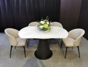 Стол TERAMO 135 GLOSS GRAND JADE SOLID CERAMIC, керамика, поворотн.механизм / Черный каркас, ®DISAUR в Тарко-Сале - tarko-sale.mebel24.online | фото 3