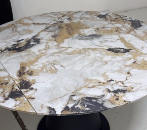 Стол TERAMO 135 GLOSS GRAND JADE SOLID CERAMIC, керамика, поворотн.механизм / Черный каркас, ®DISAUR в Тарко-Сале - tarko-sale.mebel24.online | фото 4