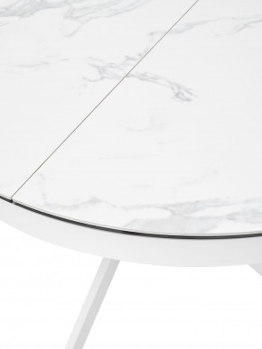 Стол TRENTO 120 HIGH GLOSS STATUARIO Белый мрамор глянцевый, керамика/ белый каркас, ®DISAUR в Тарко-Сале - tarko-sale.mebel24.online | фото 4