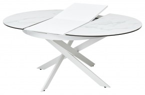 Стол TRENTO 120 HIGH GLOSS STATUARIO Белый мрамор глянцевый, керамика/ белый каркас, ®DISAUR в Тарко-Сале - tarko-sale.mebel24.online | фото 5