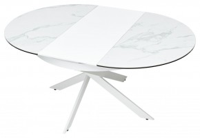 Стол TRENTO 120 HIGH GLOSS STATUARIO Белый мрамор глянцевый, керамика/ белый каркас, ®DISAUR в Тарко-Сале - tarko-sale.mebel24.online | фото 8