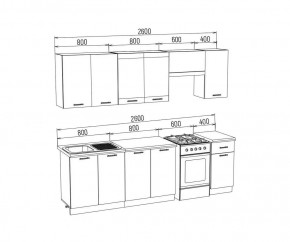 ТЕХНО Кухонный гарнитур 2,6 м Компоновка №3 в Тарко-Сале - tarko-sale.mebel24.online | фото 6