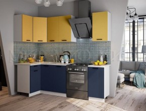ТЕХНО Кухонный гарнитур угловой 1,8х1,1 м Компоновка №6 (Горчица софт/Ультрамарин софт) в Тарко-Сале - tarko-sale.mebel24.online | фото