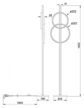 Торшер Arte Lamp Fluido A3913PN-24BK в Тарко-Сале - tarko-sale.mebel24.online | фото 2