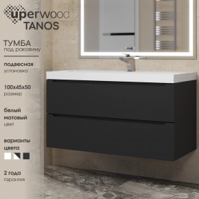Тумба под раковину Uperwood Tanos 100 см, подвесная, черная матовая в Тарко-Сале - tarko-sale.mebel24.online | фото 3