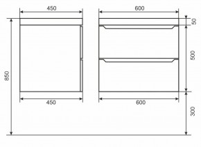 Тумба под раковину Uperwood Tanos 60 см, подвесная, белая/графит в Тарко-Сале - tarko-sale.mebel24.online | фото 6