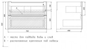 Тумба под раковину Uperwood Tanos 70 см, подвесная, белая/графит в Тарко-Сале - tarko-sale.mebel24.online | фото 7