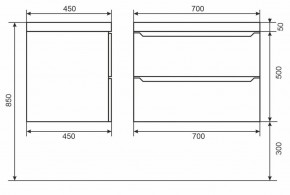 Тумба под раковину Uperwood Tanos 70 см, подвесная, черная матовая в Тарко-Сале - tarko-sale.mebel24.online | фото 6