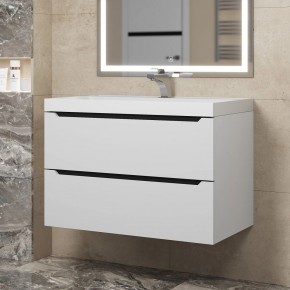 Тумба под раковину Uperwood Tanos 80 см, подвесная, белая/графит в Тарко-Сале - tarko-sale.mebel24.online | фото