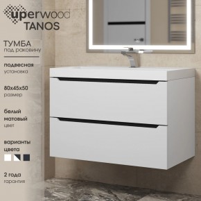 Тумба под раковину Uperwood Tanos 80 см, подвесная, белая/графит в Тарко-Сале - tarko-sale.mebel24.online | фото 3