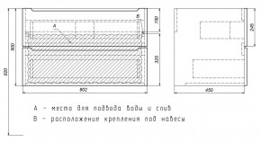 Тумба под раковину Uperwood Tanos 80 см, подвесная, белая/графит в Тарко-Сале - tarko-sale.mebel24.online | фото 7