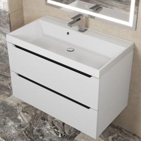 Тумба под раковину Uperwood Tanos 80 см, подвесная, белая/графит в Тарко-Сале - tarko-sale.mebel24.online | фото 8