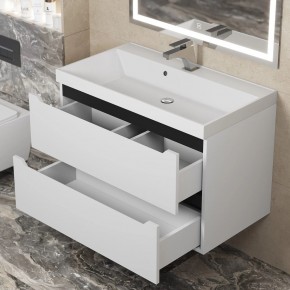 Тумба под раковину Uperwood Tanos 80 см, подвесная, белая/графит в Тарко-Сале - tarko-sale.mebel24.online | фото 9