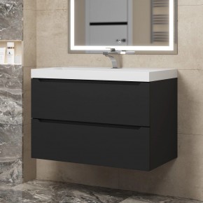 Тумба под раковину Uperwood Tanos 80 см, подвесная, черная матовая в Тарко-Сале - tarko-sale.mebel24.online | фото