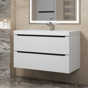 Тумба под раковину Uperwood Tanos 90 см, подвесная, белая/графит в Тарко-Сале - tarko-sale.mebel24.online | фото