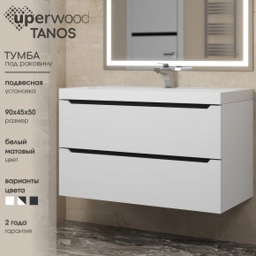 Тумба под раковину Uperwood Tanos 90 см, подвесная, белая/графит в Тарко-Сале - tarko-sale.mebel24.online | фото 3