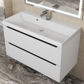 Тумба под раковину Uperwood Tanos 90 см, подвесная, белая/графит в Тарко-Сале - tarko-sale.mebel24.online | фото 9