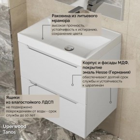 Тумба с раковиной Uperwood Tanos 50 см, подвесная, белая матовая в Тарко-Сале - tarko-sale.mebel24.online | фото 6