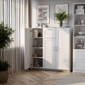 Тумба СИРИУС трехдверная с одним ящиком, цвет белый в Тарко-Сале - tarko-sale.mebel24.online | фото 4