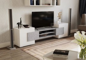 Тумба ТВ 03 (Белый глянец/Цемент светлый) в Тарко-Сале - tarko-sale.mebel24.online | фото