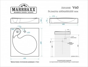 Умывальник над стиральной машиной (600*600х100) Лилия V60 (белый) с кронштейном без сифона (V60) в Тарко-Сале - tarko-sale.mebel24.online | фото 2